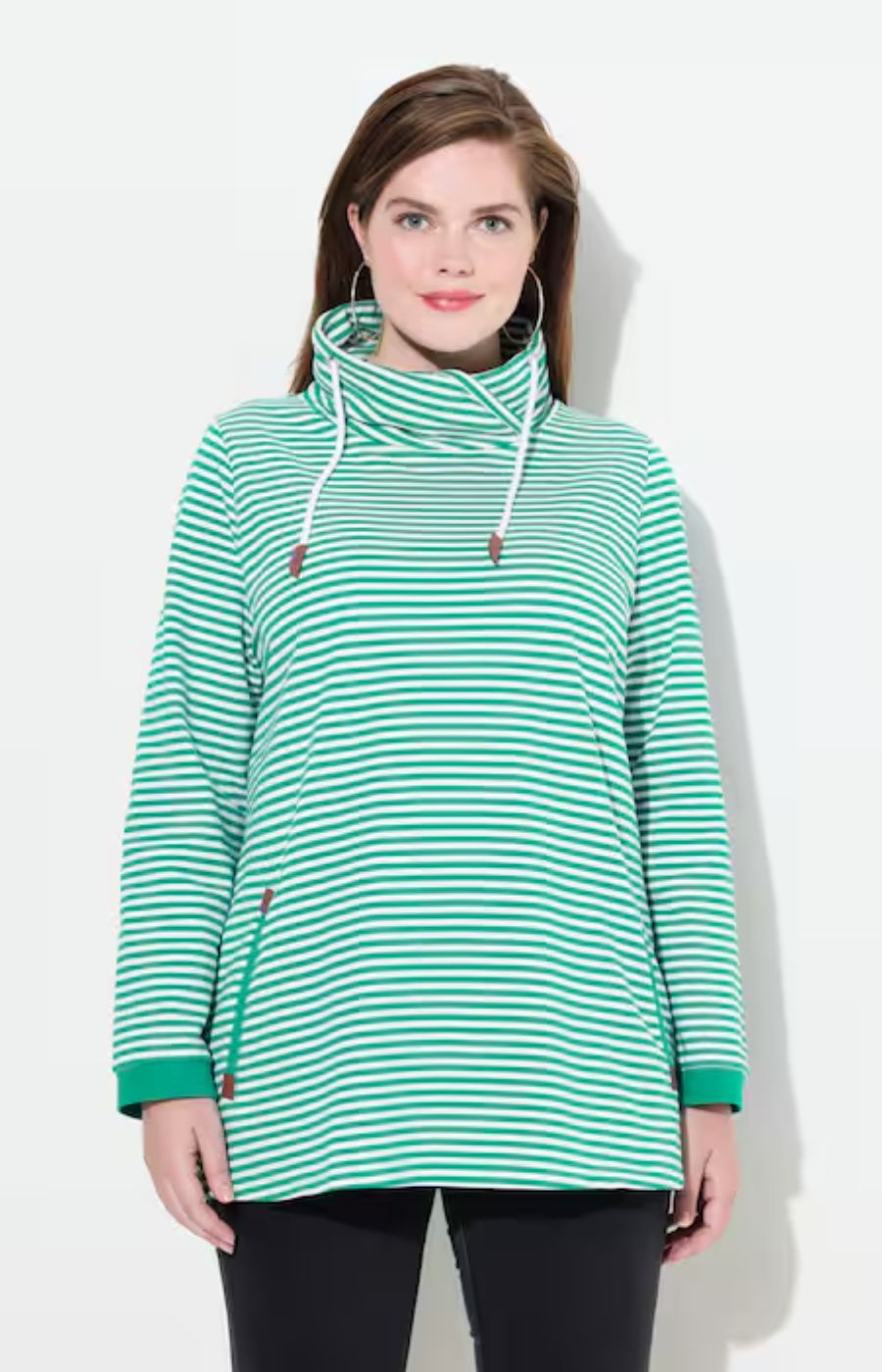 Ulla Popken Striped Sweater in Green