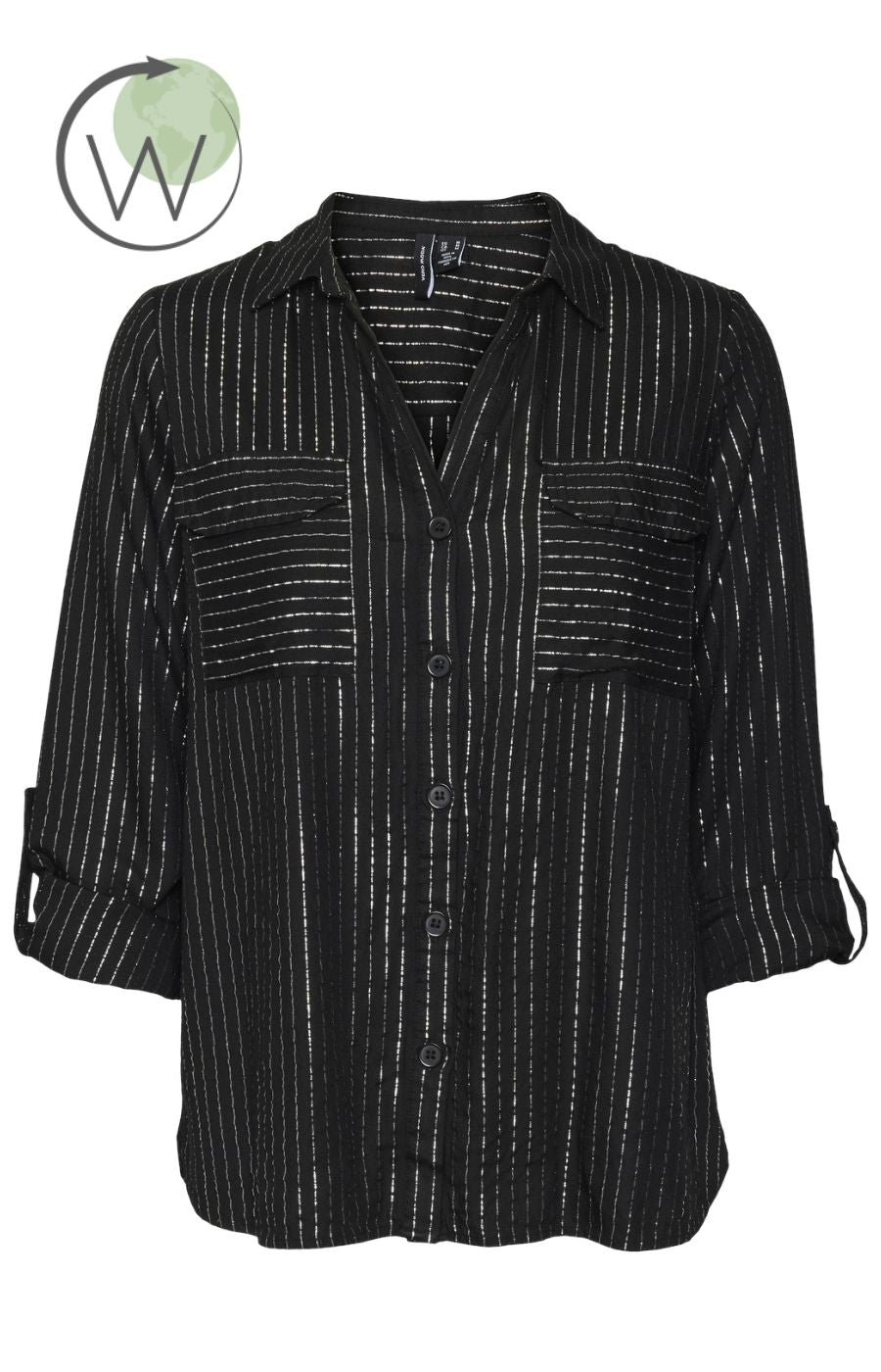 Vero Moda Curve Bumpy Glitter Stripe Shirt in Black