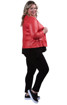 Magna Leather Look Jacket in Coral