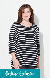 Ulla Popken Black and White Striped Shirt