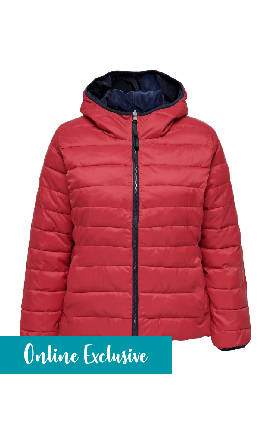 Only Carmakoma Tahoe Reversible Coat in Red/Navy