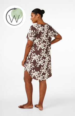 Zizzi Anni Dress in Brown Floral Print