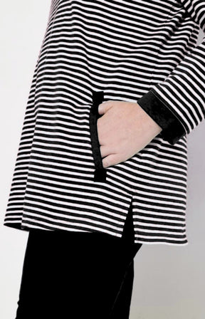 Ulla Popken Striped Sweater in Black