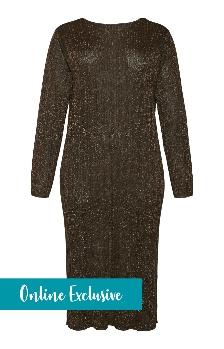 Vero Moda Curve Talia Sparkle Knit Dress in Brown