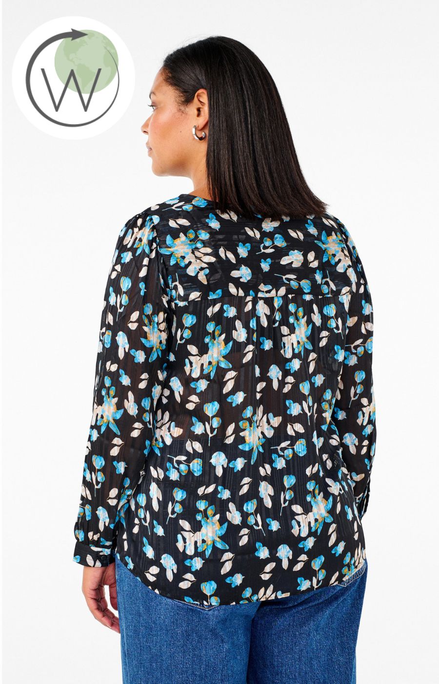 Zizzi Lucy Shirt in Blue Flower