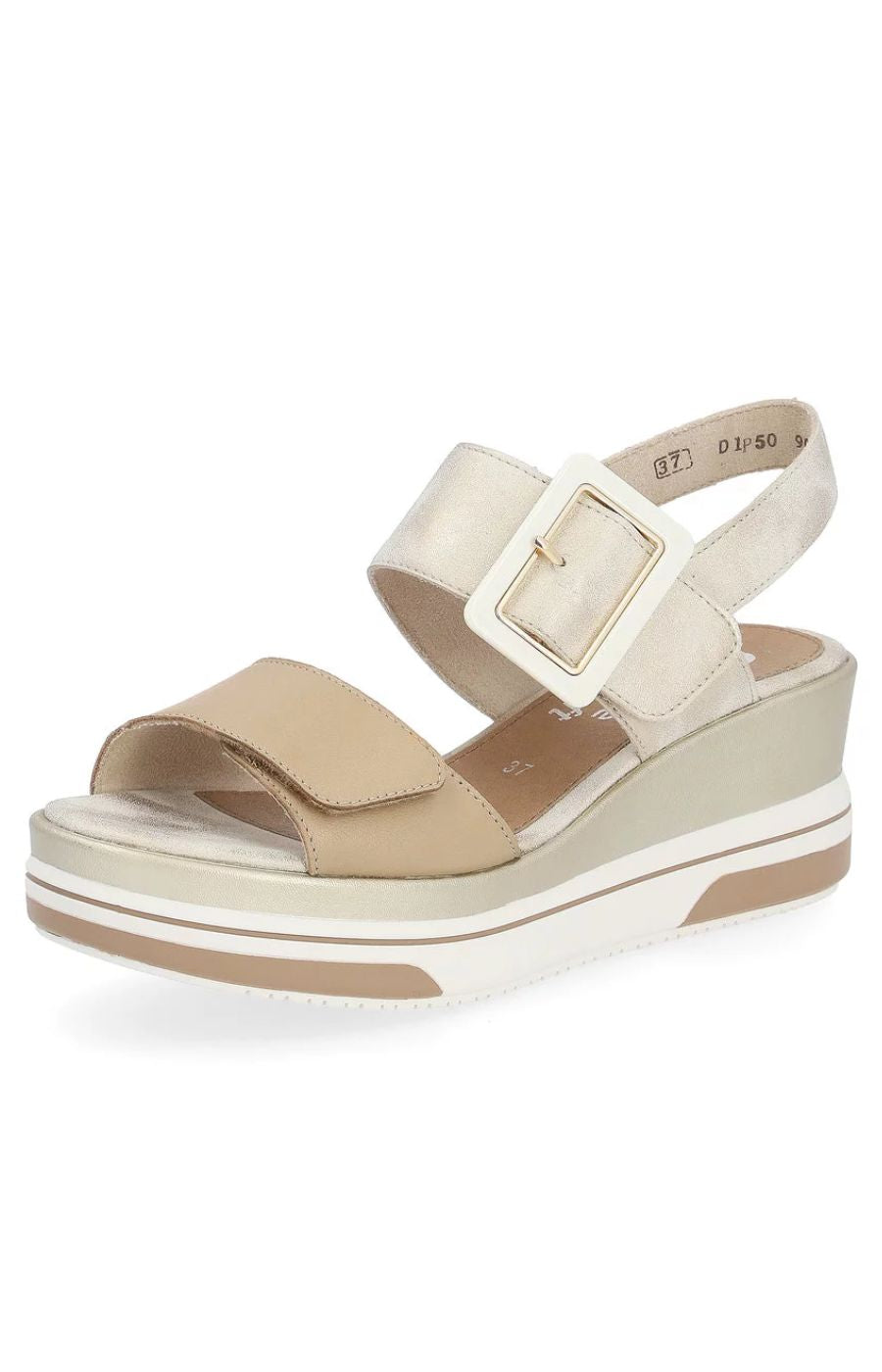 Remonte Wedge Buckle Sandal in Gold