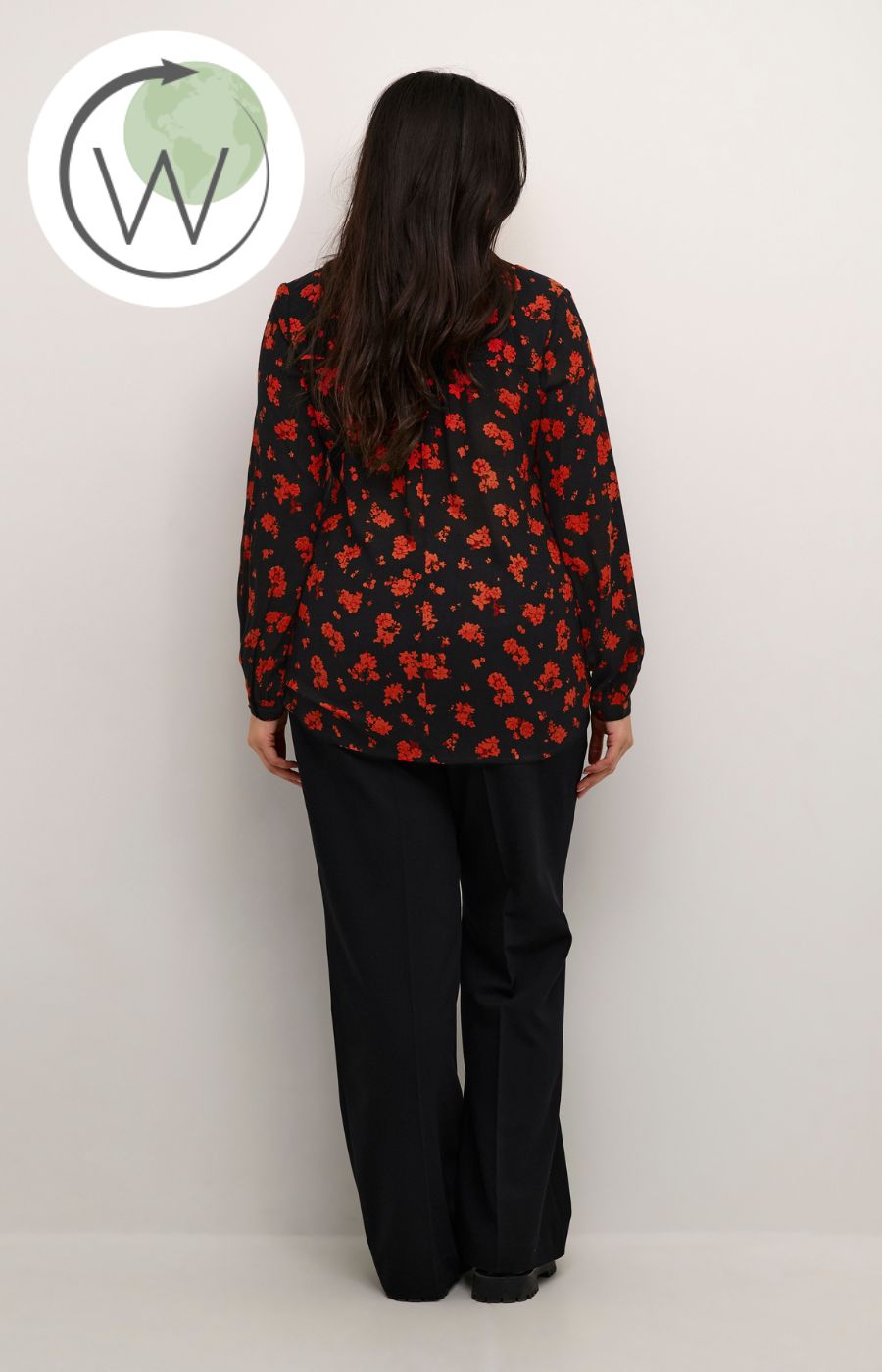 Kaffe Curve Ami Flower Blouse in Black/Red