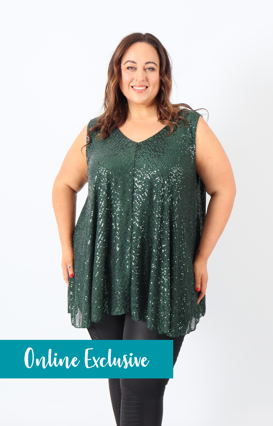 Green sequin top plus size best sale