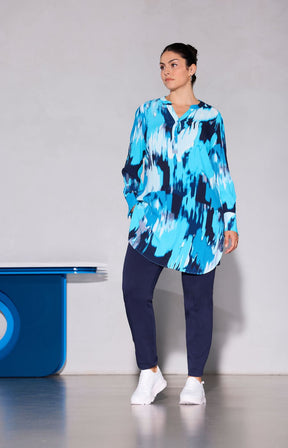 Ulla Popken Long Line Tunic in Blue