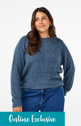 Zizzi Maya Knit Jumper in Blue