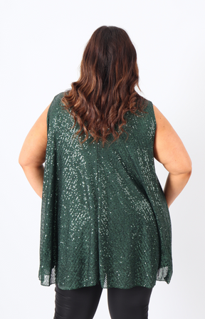 Elizabeth Sequin Vest Top in Green