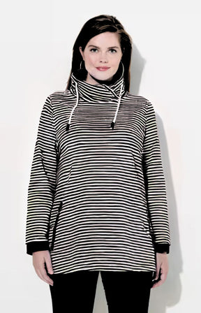 Ulla Popken Striped Sweater in Black