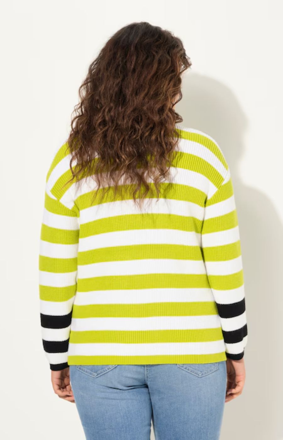 Ulla Popken Stripe Sweater in Green