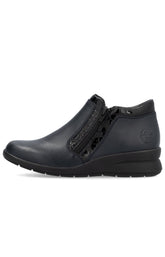 Rieker Zip Ankle Boots in Navy