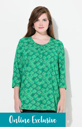 Ulla Popken Flower Shirt in Green