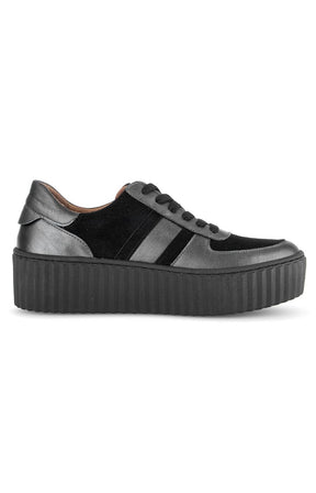 Gabor Leather/Suede Trainer in Black