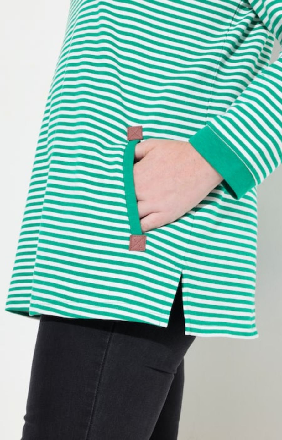 Ulla Popken Striped Sweater in Green