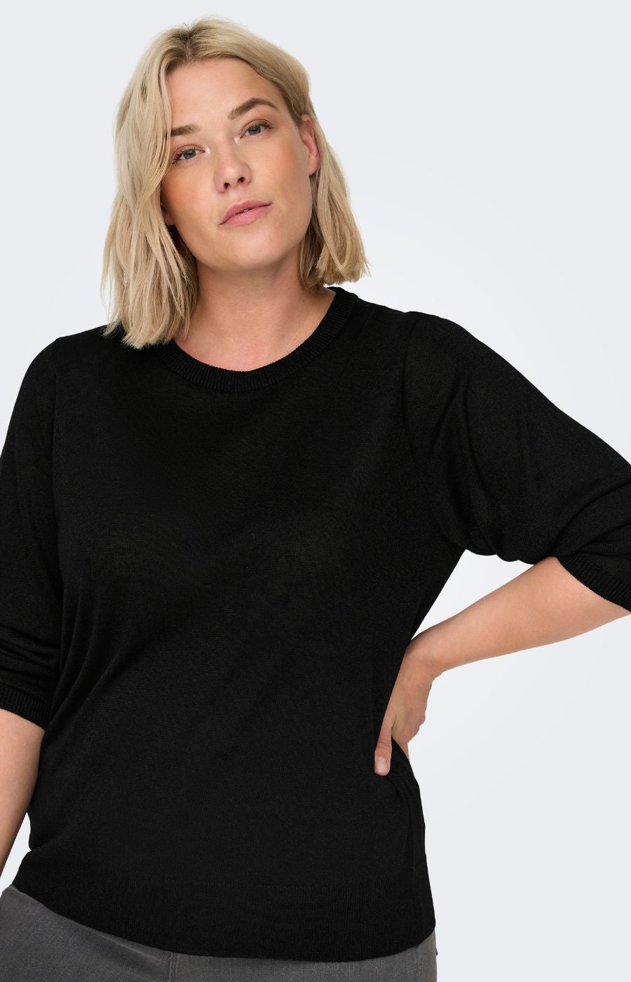 Only Carmakoma Mella Knit Top in Black