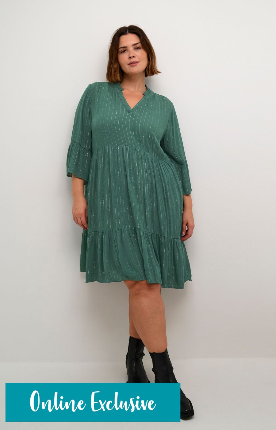 Kaffe Curve Lio Dress in Green