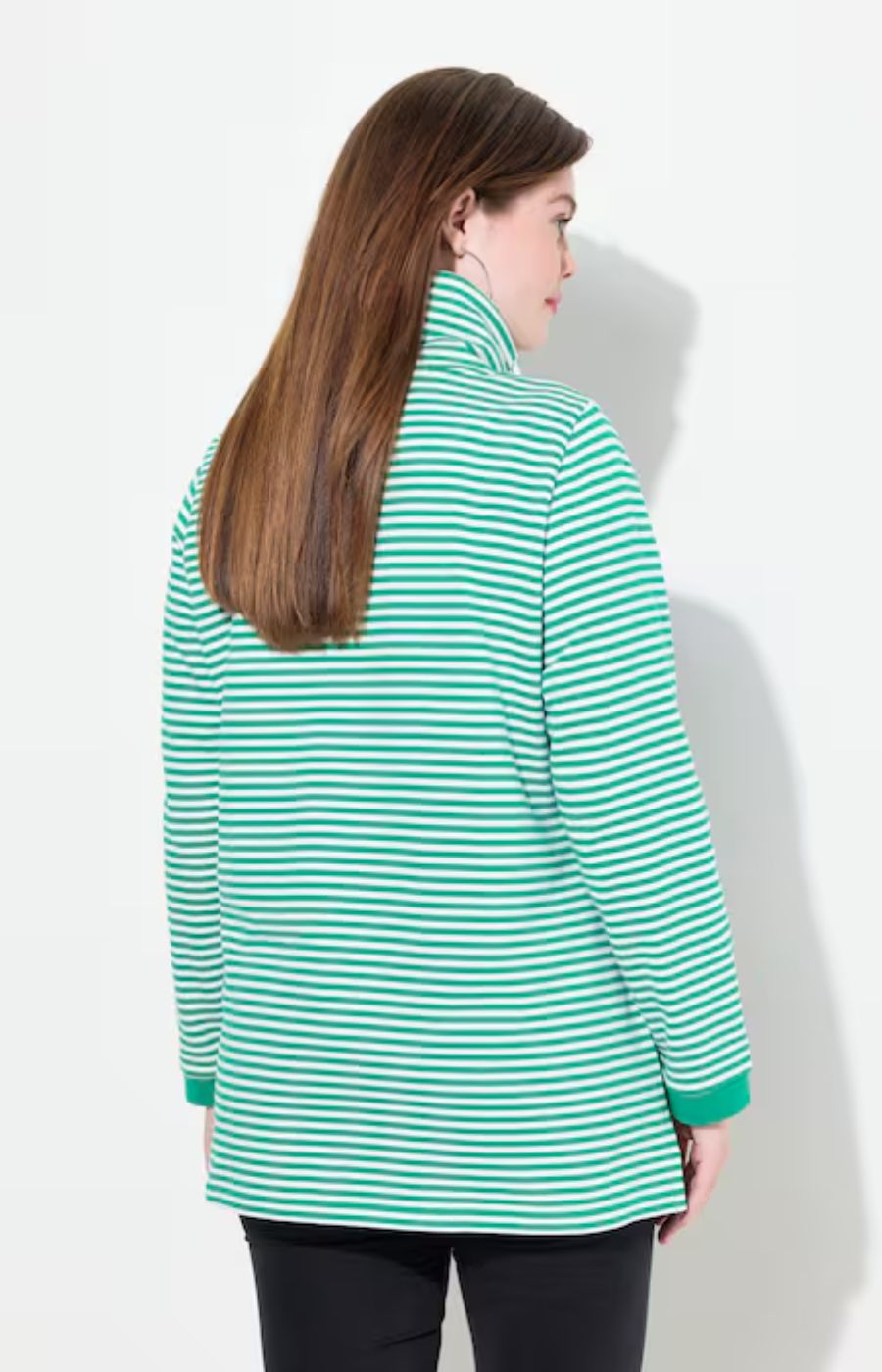 Ulla Popken Striped Sweater in Green