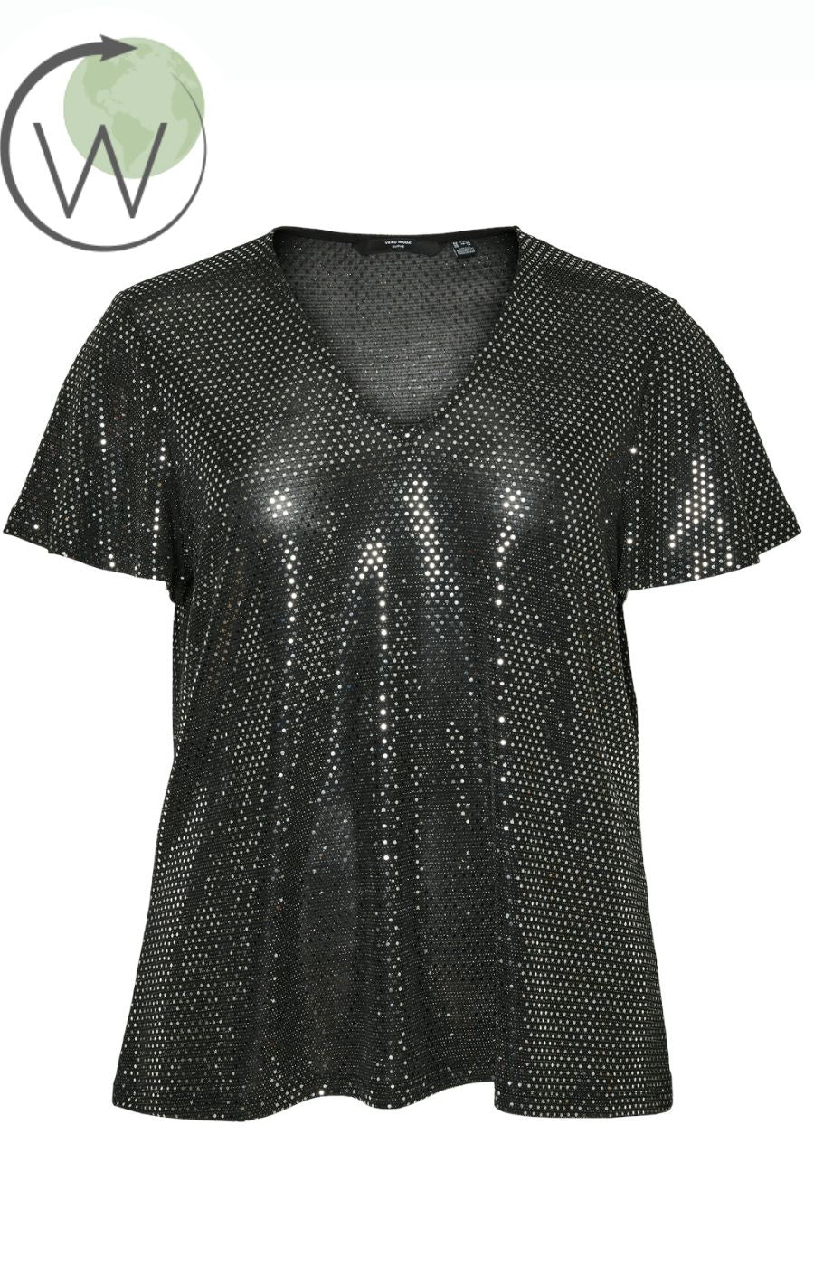 Vero Moda Curve Evaline Sequin Blouse in Black