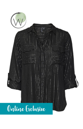 Vero Moda Curve Bumpy Glitter Stripe Shirt in Black