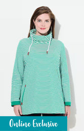 Ulla Popken Striped Sweater in Green