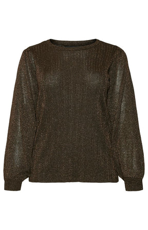 Vero Moda Curve Talia Sparkle Knit Top in Brown