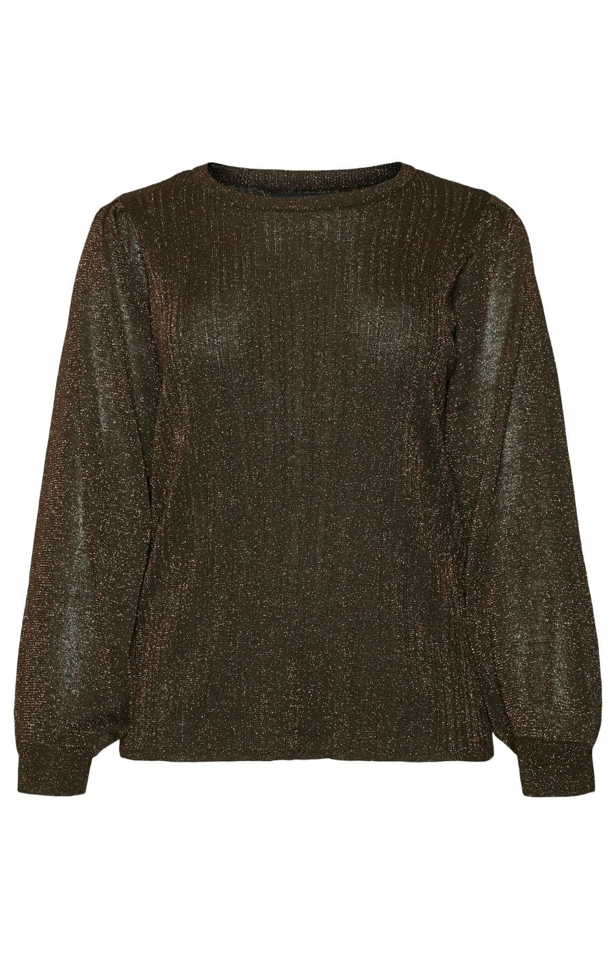 Vero Moda Curve Talia Sparkle Knit Top in Brown