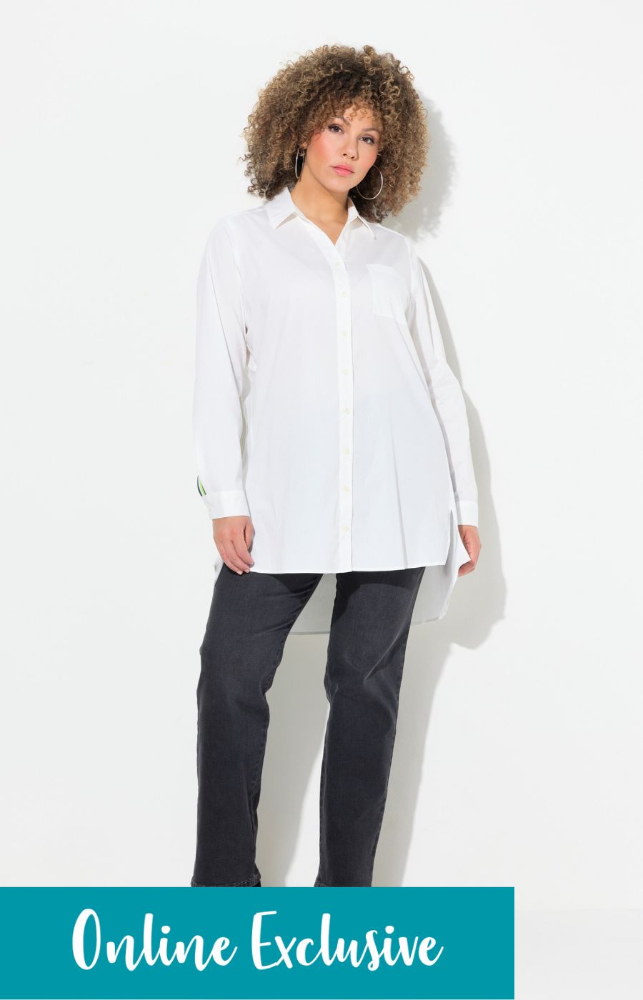 Ulla Popken White Shirt with Racer Stripe