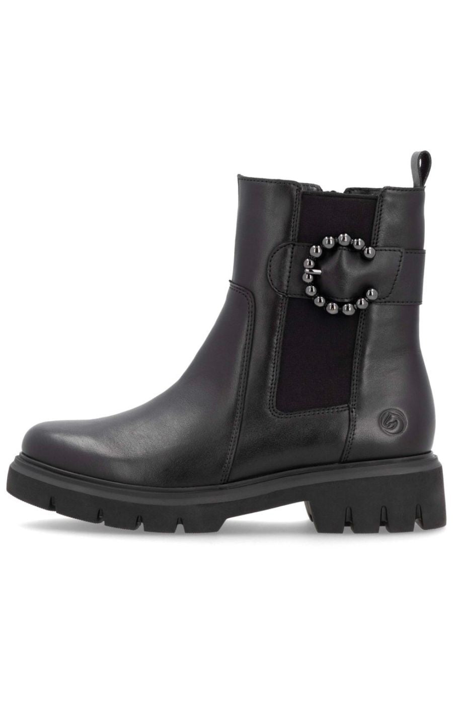 Remonte Black Chelsea Boot with Buckle