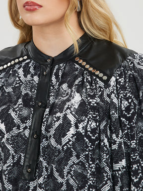 Mat Snake Print Blouse