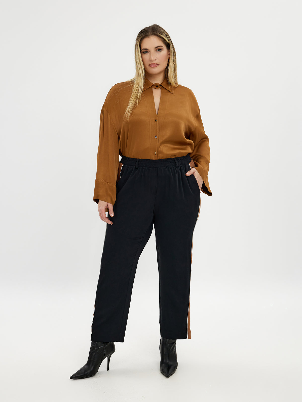 Mat Black and Brown Trousers