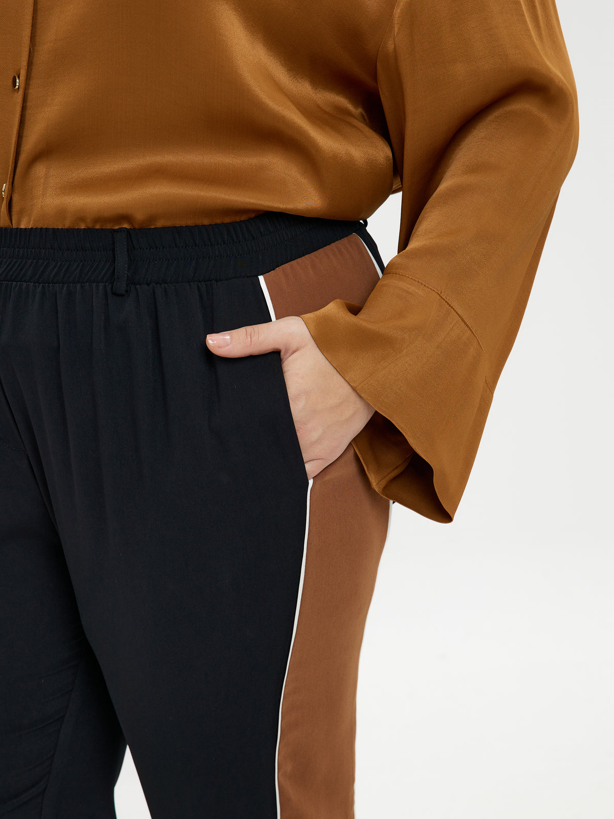 Mat Black and Brown Trousers