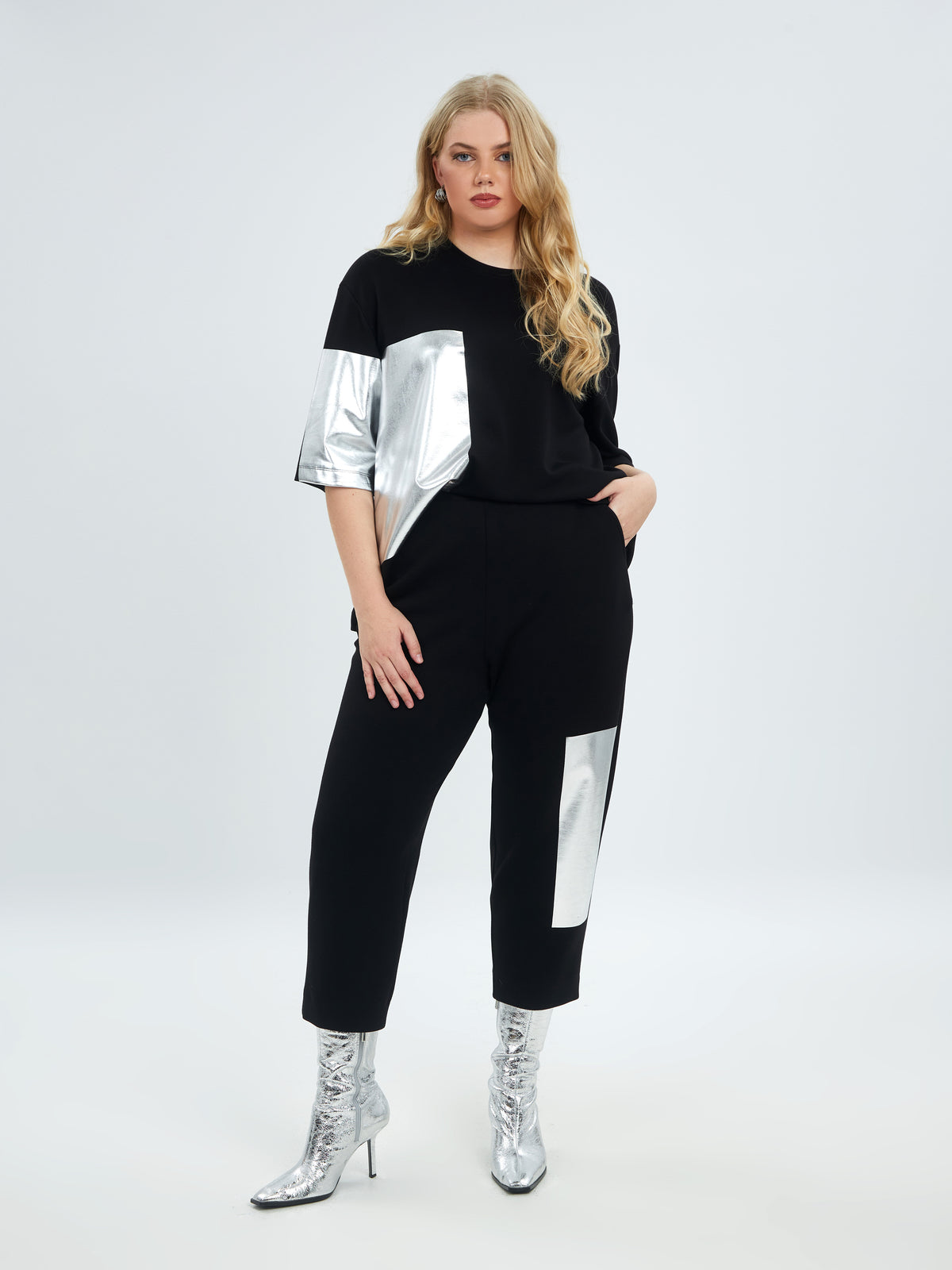 Mat Black & Silver Trousers