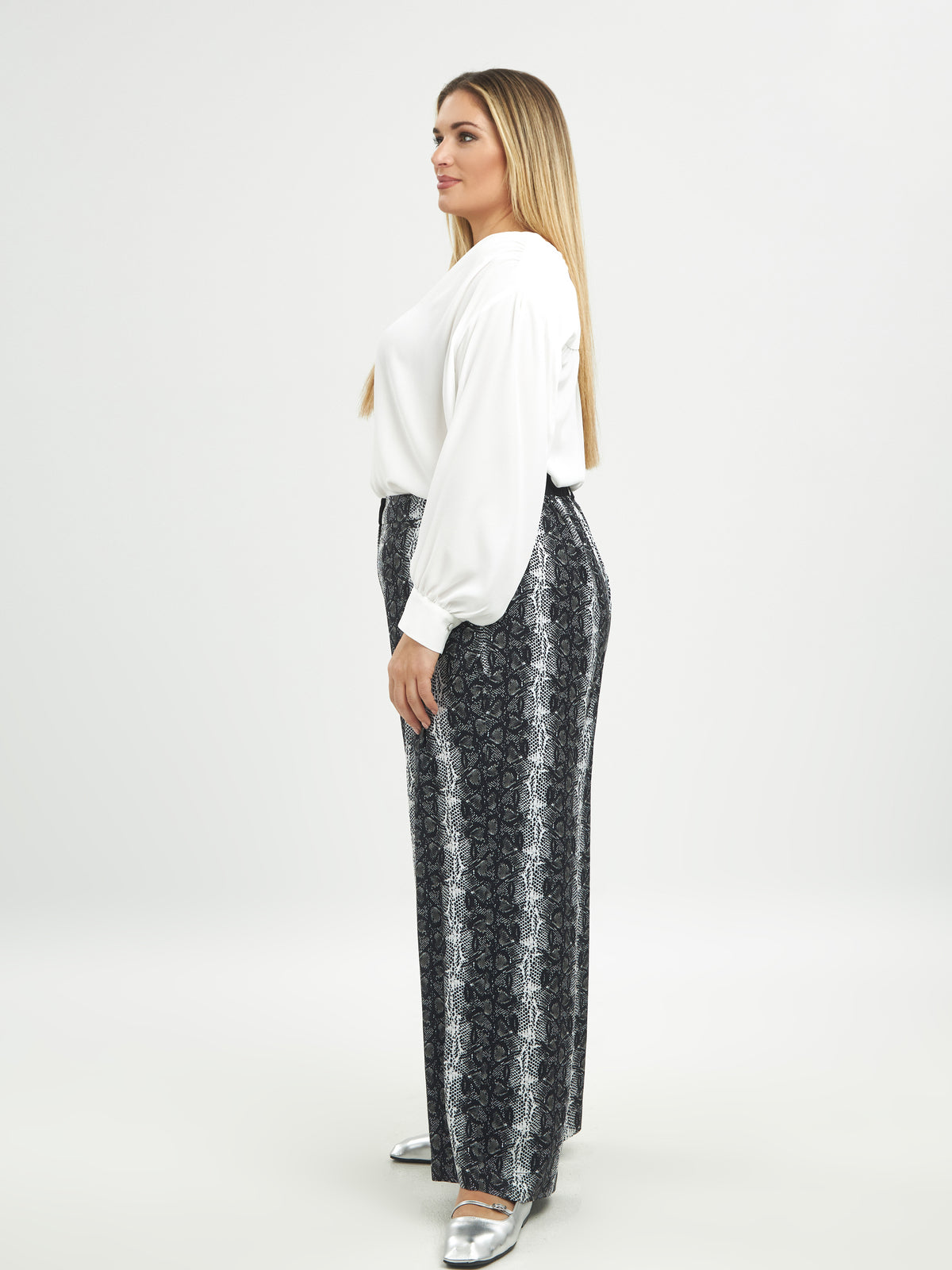 Mat Wide Leg Snake Print Trousers