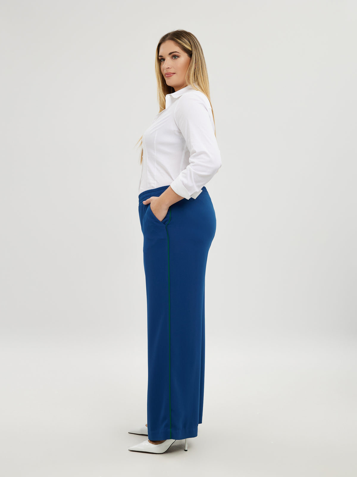 Mat Wide Leg Trousers in Sapphire Blue