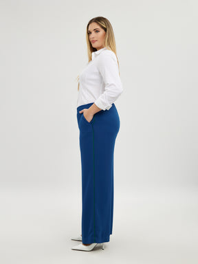 Mat Wide Leg Trousers in Sapphire Blue