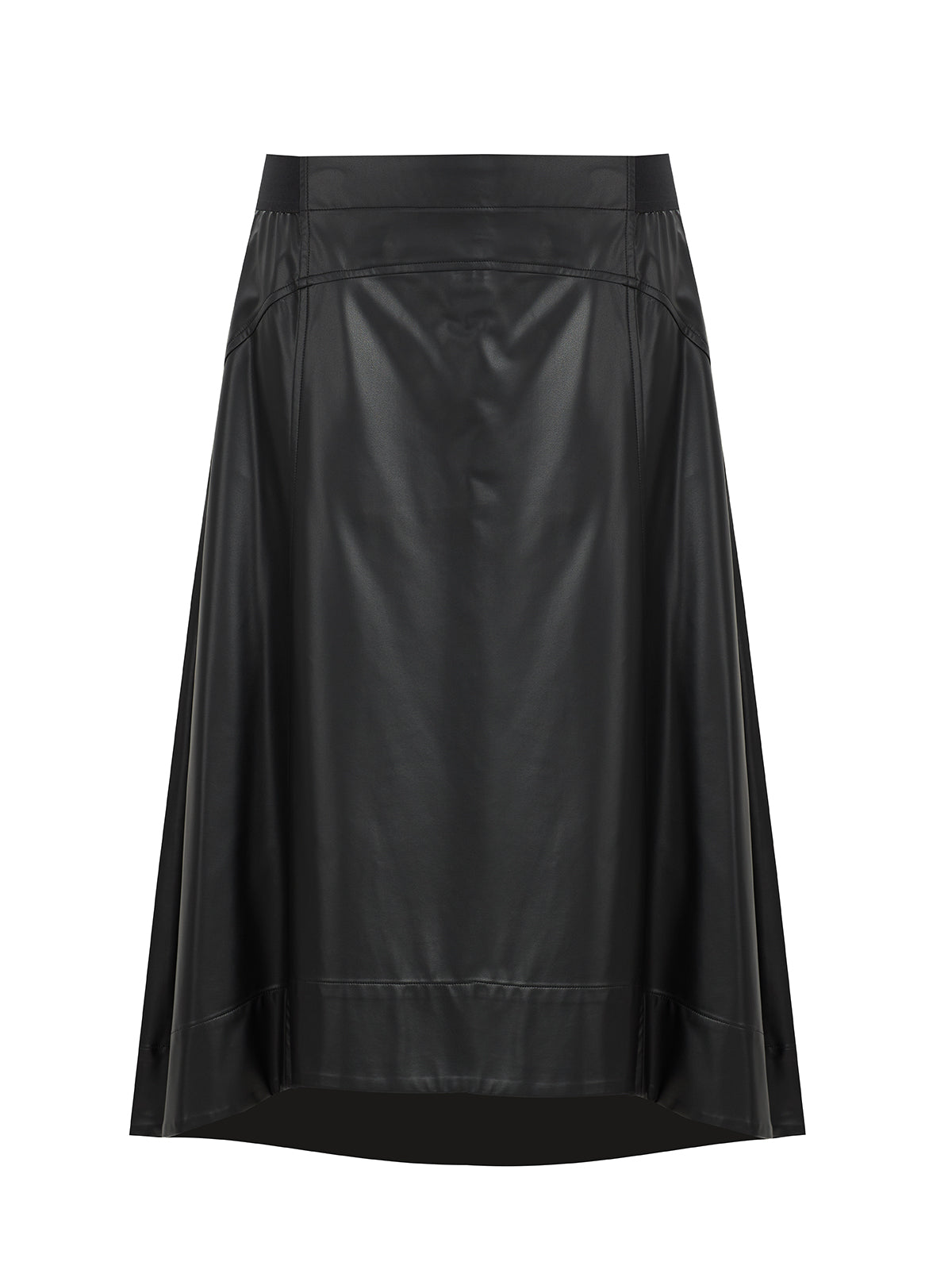 Mat Leather Look Skirt in Black