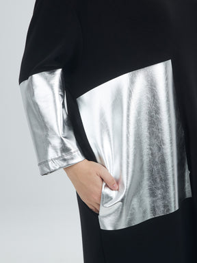 Mat Black and Silver Midi Dress