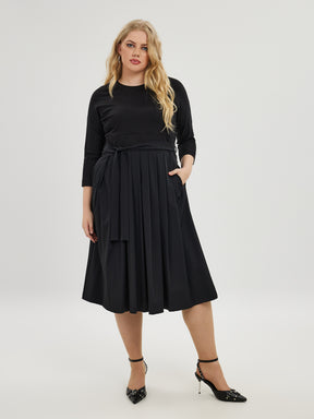 Mat Black A-Line midi Dress