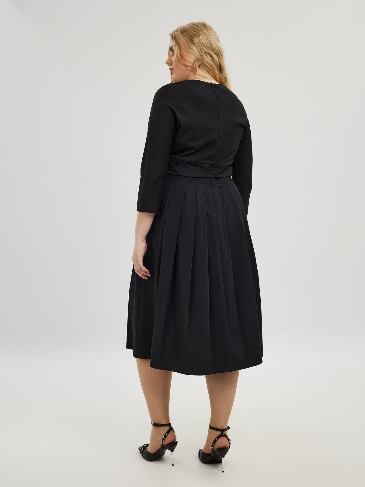 Mat Black A-Line midi Dress