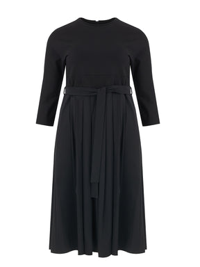 Mat Black A-Line midi Dress