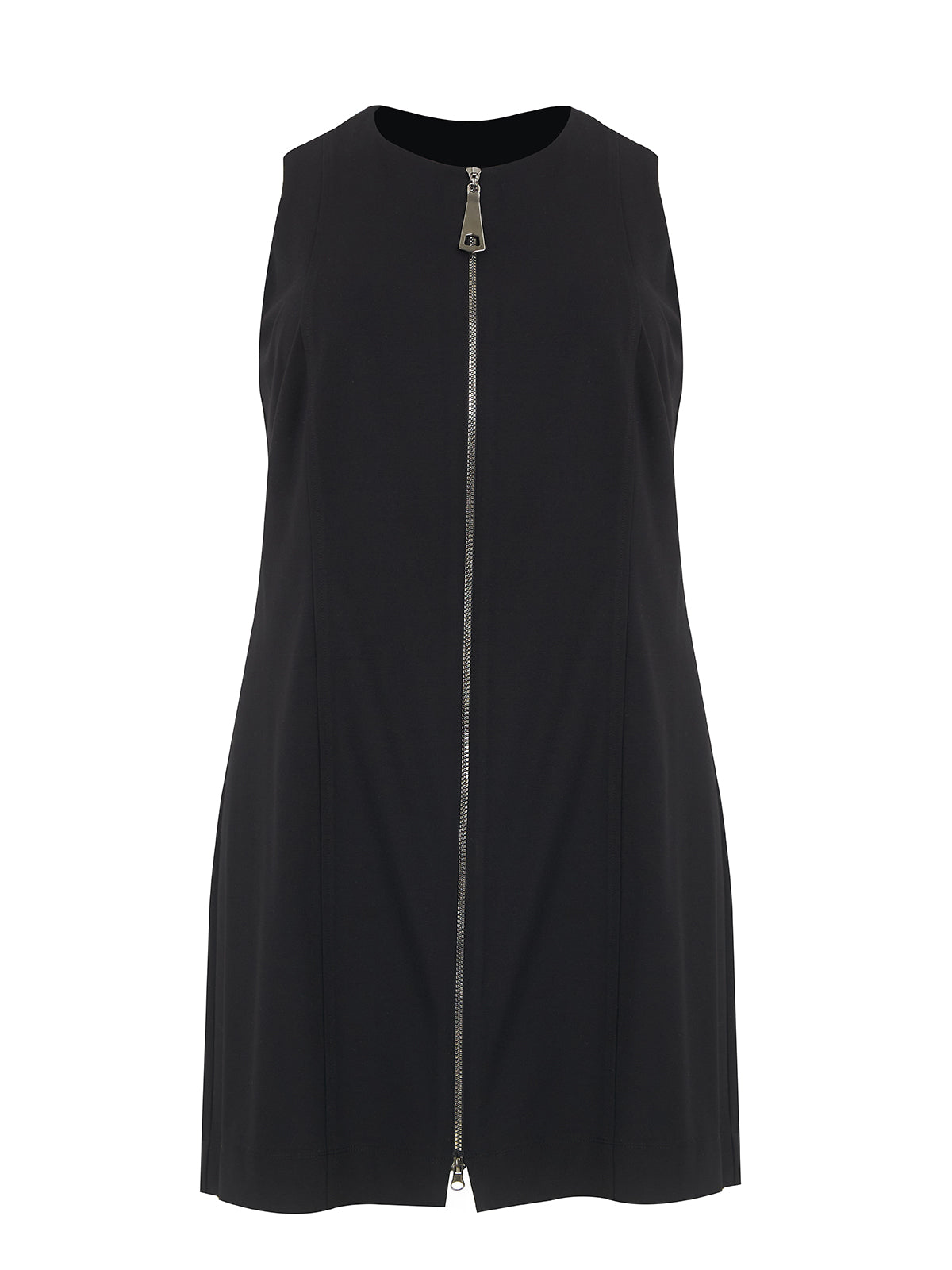 Mat Black Zip Up Midi Dress