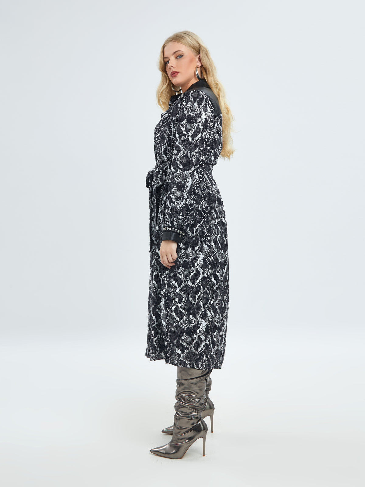 Mat Snake Print Button Down Dress