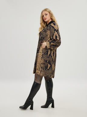 Mat Brown Snake Print Midi Dress