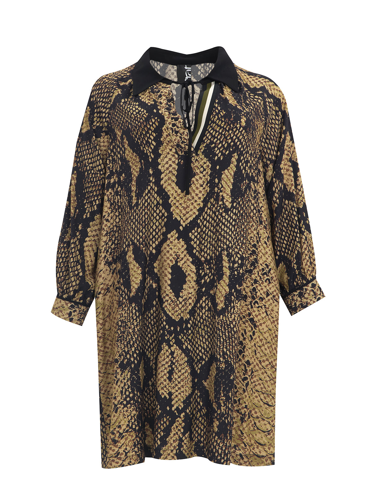 Mat Brown Snake Print Midi Dress