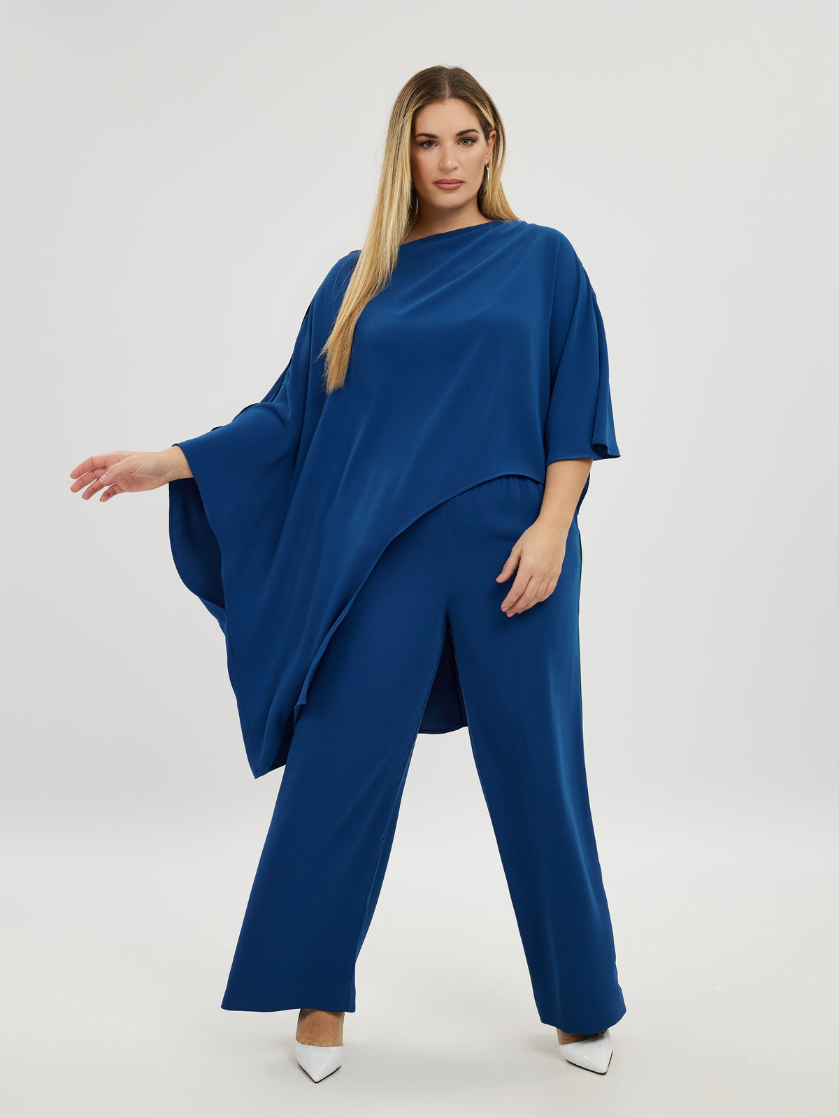 Mat Asymmetrical Sapphire Blue Blouse