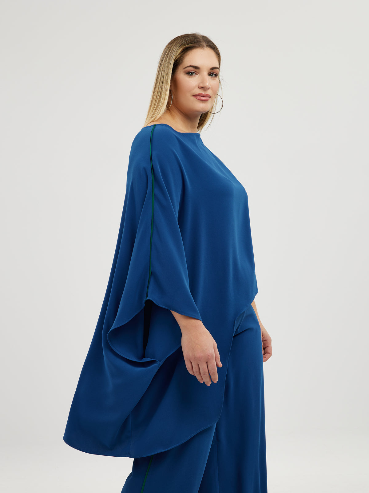 Mat Asymmetrical Sapphire Blue Blouse