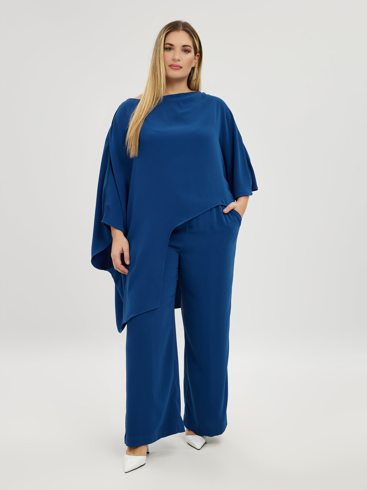 Mat Asymmetrical Sapphire Blue Blouse